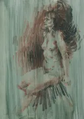 Charles Billich, Female Nude, 1970, Pastel & Charcoal