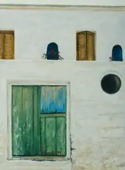Ralph Wilson, Green Door - Paros, 1987, Oil on Paper