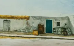 Ralph Wilson, Barrel & Hay, Paros, 1987, Oil on Paper