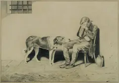 Evelyn M. Baxter, Hound Consoling Young Master, Pencil