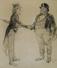 Benjamin E Minns, John Bull, I guess you might put it there, Pen & Ink