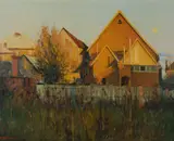 Patrick Carroll, Homage to Summer: Sunset, Moonrise, 1980, Oil on Canvas on Board