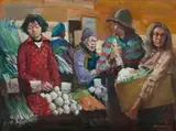 Harold Lane, Paddy's Market, Oil on Board