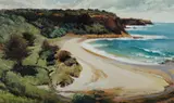 Harold Lane, Coastal Landscape, Oil on Board