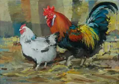 Harold Lane, The Courtship, Oil on Board