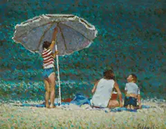 Jim Edwards, The Beach Umbrella, Oil on Board