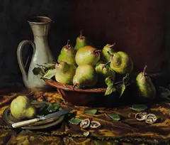 Harley Griffiths, Still Life with Pears, 1974, Oil on Canvas on Board