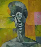 Douglas Watson, Double-sided panel: 'Head of Christ' & 'Mechanical, Oil on Board