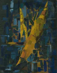 Douglas Watson, Blue Abstract, Oil on Ply