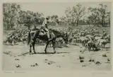 G Marler, Droving, Queensland, Etching (unnumbered)