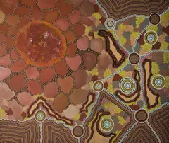 Maralinga Bombsite by Jonathan Kumintjarra Brown, 1996, Acrylic on Canvas, sold Aug 2020