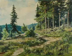 Gustav Porš, Woodland Track, Oil on Canvas on Board