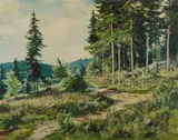 Gustav Porš, Woodland Track, Oil on Canvas on Board