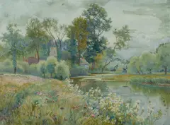 Walter Follen Bishop, Village Stream, 1920, W/Clr & Gouache
