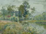 Walter Follen Bishop, Village Stream, 1920, W/Clr & Gouache