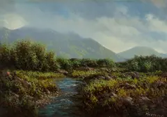 Gerald Marjoram, Irish West Coast Stream, Oil on Canvas on Board
