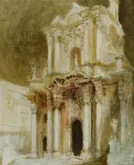 John Lacoux, Venetian Palazzo, 1973, Oil on Board