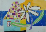 Yacht by the Shore - House & Palm Tree verso by Malcolm de Chazal, Gouache, sold Aug 2020
