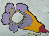 Purple Flower by Malcolm de Chazal, Gouache, sold Aug 2020