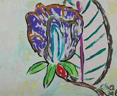 Tropical Flower by Malcolm de Chazal, Gouache, sold Aug 2020