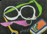Sunglasses & Shears by Malcolm de Chazal, Gouache, sold Aug 2020