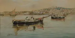 Vincenzo Loria, Harbour at Naples, W/Clr & Gouache