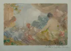 Gabriel Griffon, Figure Group with Distant Town, Monotype