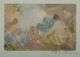 Gabriel Griffon, Figure Group with Distant Town, Monotype