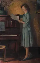 Roland Wakelin, Judith at the Piano,' c, 1944, Oil on Canvas