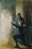 Roland Wakelin, Hamlet Sees His Father's Ghost,' c, 1940, Oil on Paper on Board