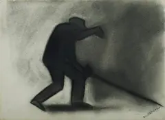 The Steelworker by Robert Dickerson, 1984, Charcoal on Paper on Board, sold Jul 2020