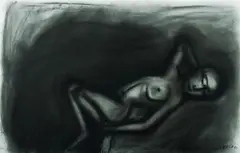 Nude by Robert Dickerson, 1992, Charcoal on Paper, sold Jul 2020