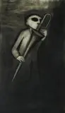 Robert Dickerson, The Soloist, 1977, Charcoal on Paper on Board