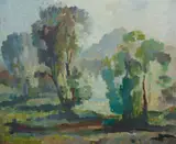 Arthur Murch, Tapestry Trees,' c, 1970s, Oil on Board