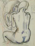 Arthur Murch, Nude Looking in Mirror,' c, 1960s, Pastel & Biro