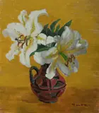 Margaret Coen, Lilies,' c, 1970s, Oil on Canvas on Board