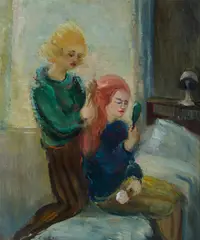 Margaret Coen, Girls' Hairdos (Meg & Friend)' c, 1960s, Oil on Canvas