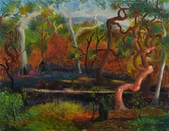 Scorch Undergrowth by George Duncan, Oil on Ply, sold Jul 2020