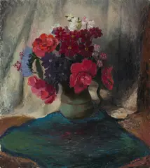 Alison's Flowers by George Duncan, Oil on Board, sold Jul 2020