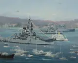 Allan Waite, Navy Review 4.10.86, Oil on Board