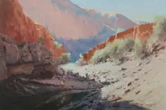 Noon Glow, Ormiston Gorge by Allan Waite, Oil on Canvas on Board, sold Jul 2020