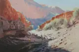 Noon Glow, Ormiston Gorge by Allan Waite, Oil on Canvas on Board, sold Jul 2020