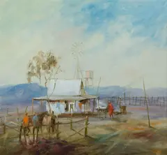 Hugh Sawrey, The Boundary Rider's Cottage, Western QLD, Oil on Canvas