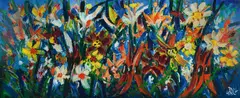 Pro Hart, Wildflowers, Oil on Canvas