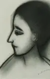 Robert Dickerson, Girl in Profile, Charcoal
