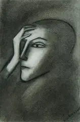 Thoughtful Boy by Robert Dickerson, Charcoal, sold May 2020