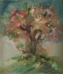 Peach Tree by Geoffrey Proud, 1991, Oil on Canvas, sold May 2020