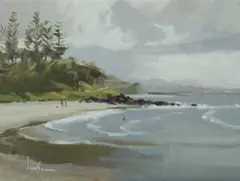 Rainbow Beach, Coolangatta by Graeme Inson, 1990, Oil on Canvas on Board, sold May 2020