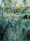 Patrick Carroll, Landscape in Long Grass, Acrylic on Paper
