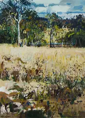 Storm at Meadow Flat,' from Bush Movement series by Patrick Carroll, Acrylic on Paper, sold May 2020